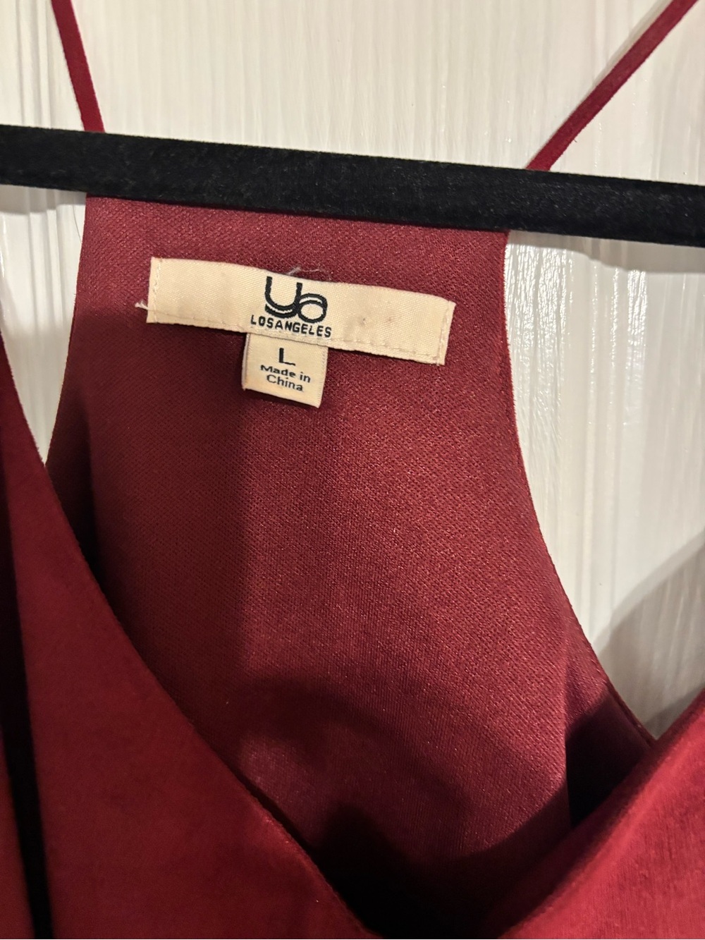 Fringe Hem Spaghetti Strap Top - Burgundy - Picture 2 of 2